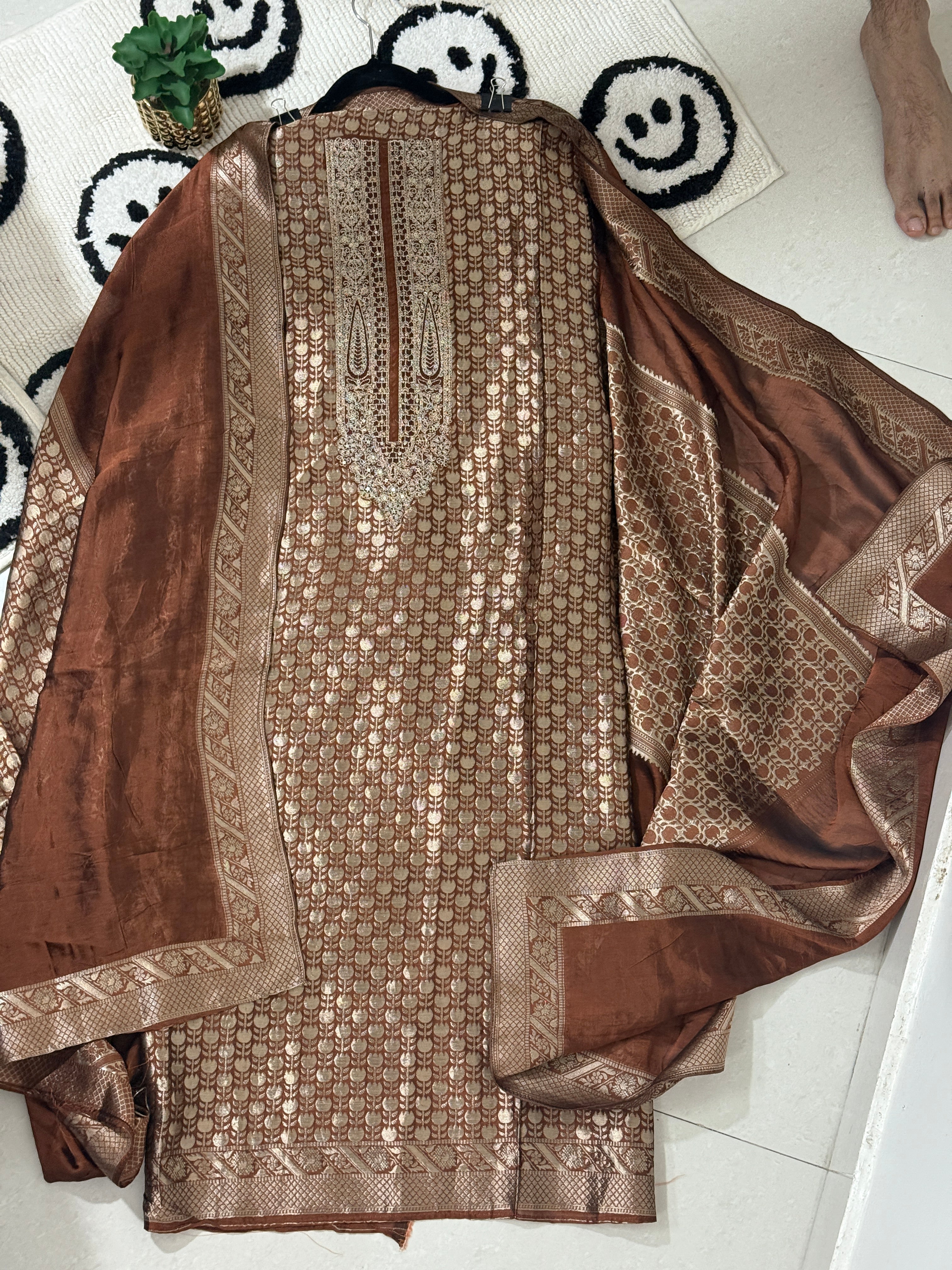 Coffee Zari Suit