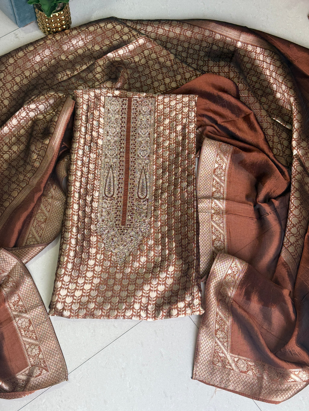Coffee Zari Suit