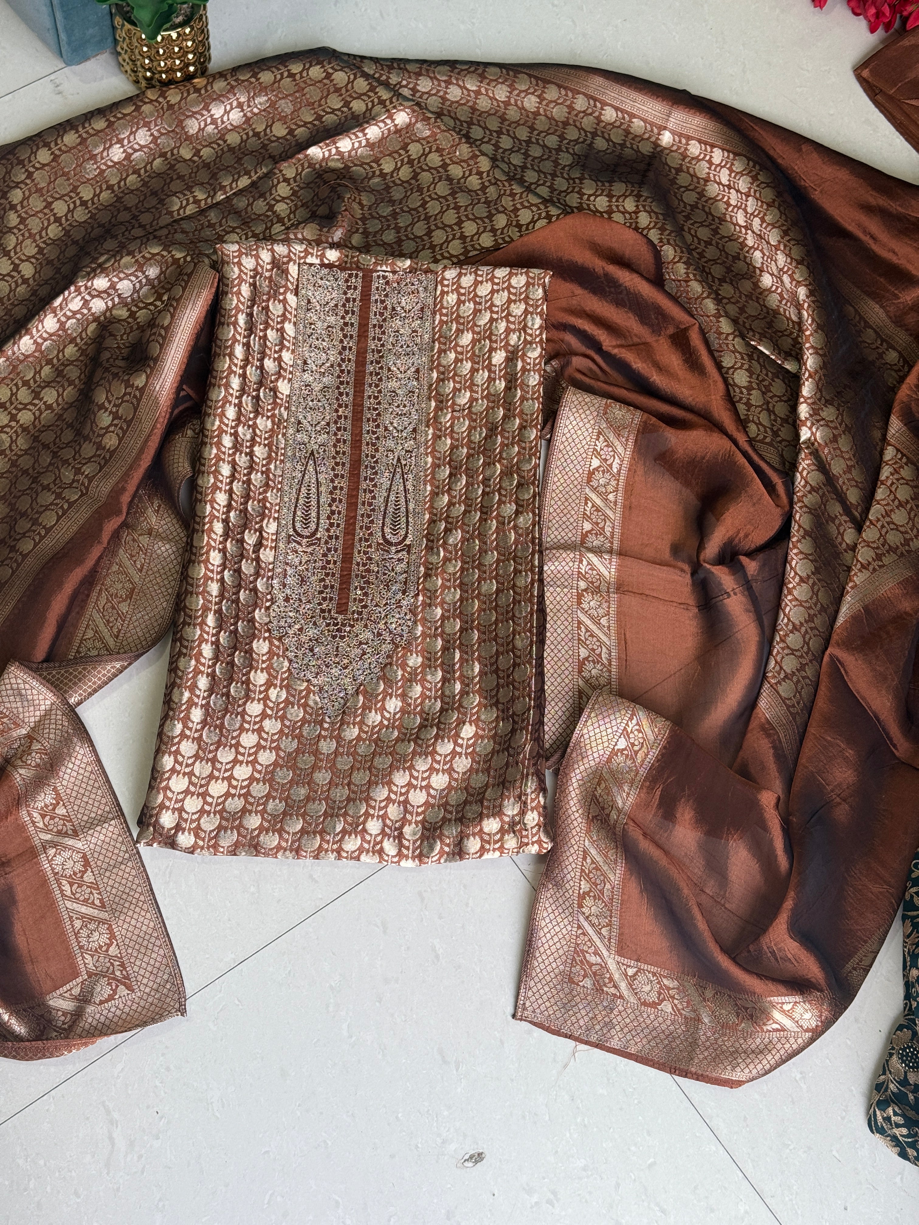 Coffee Zari Suit