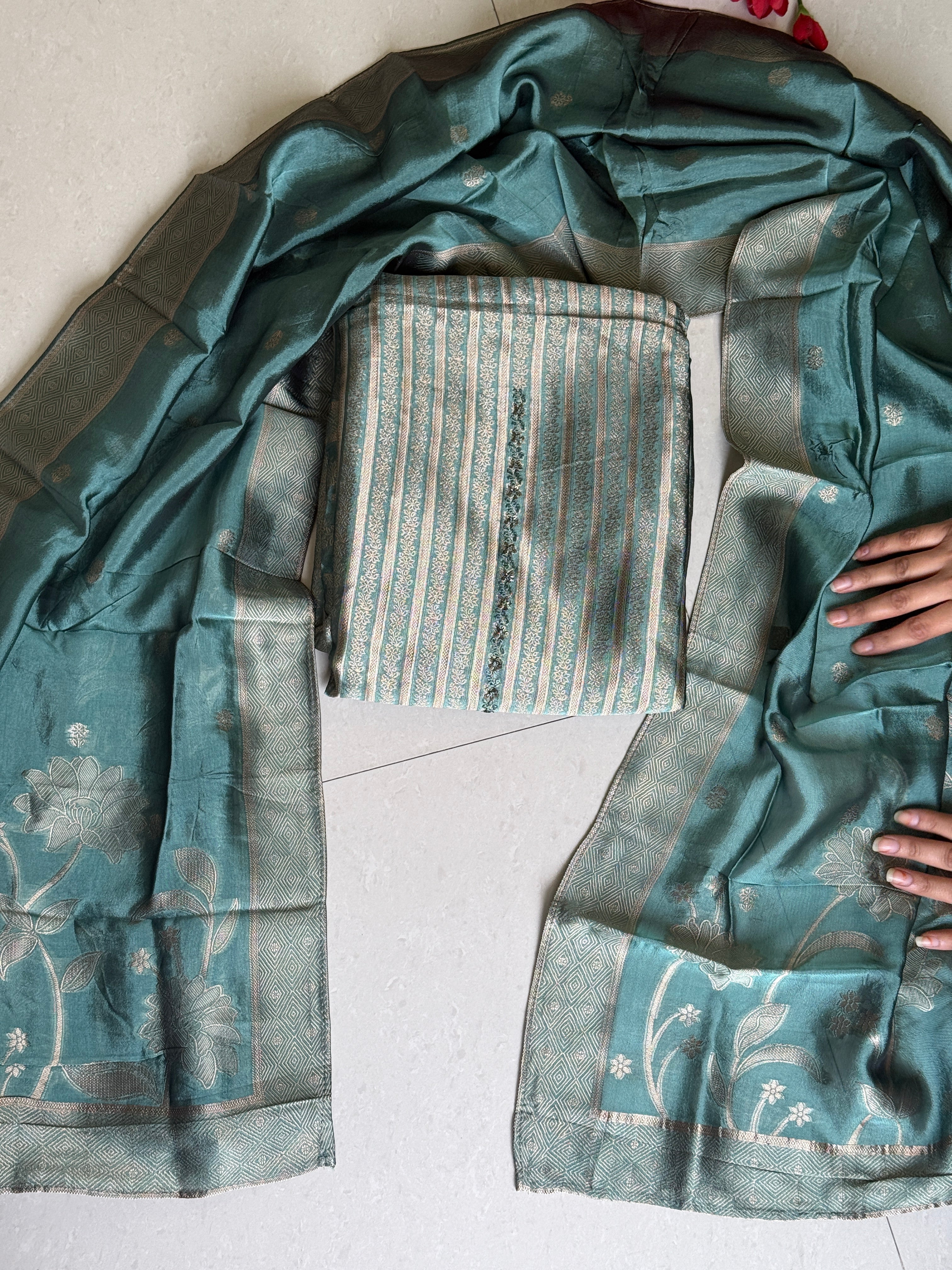 Teal Banarasi Suit