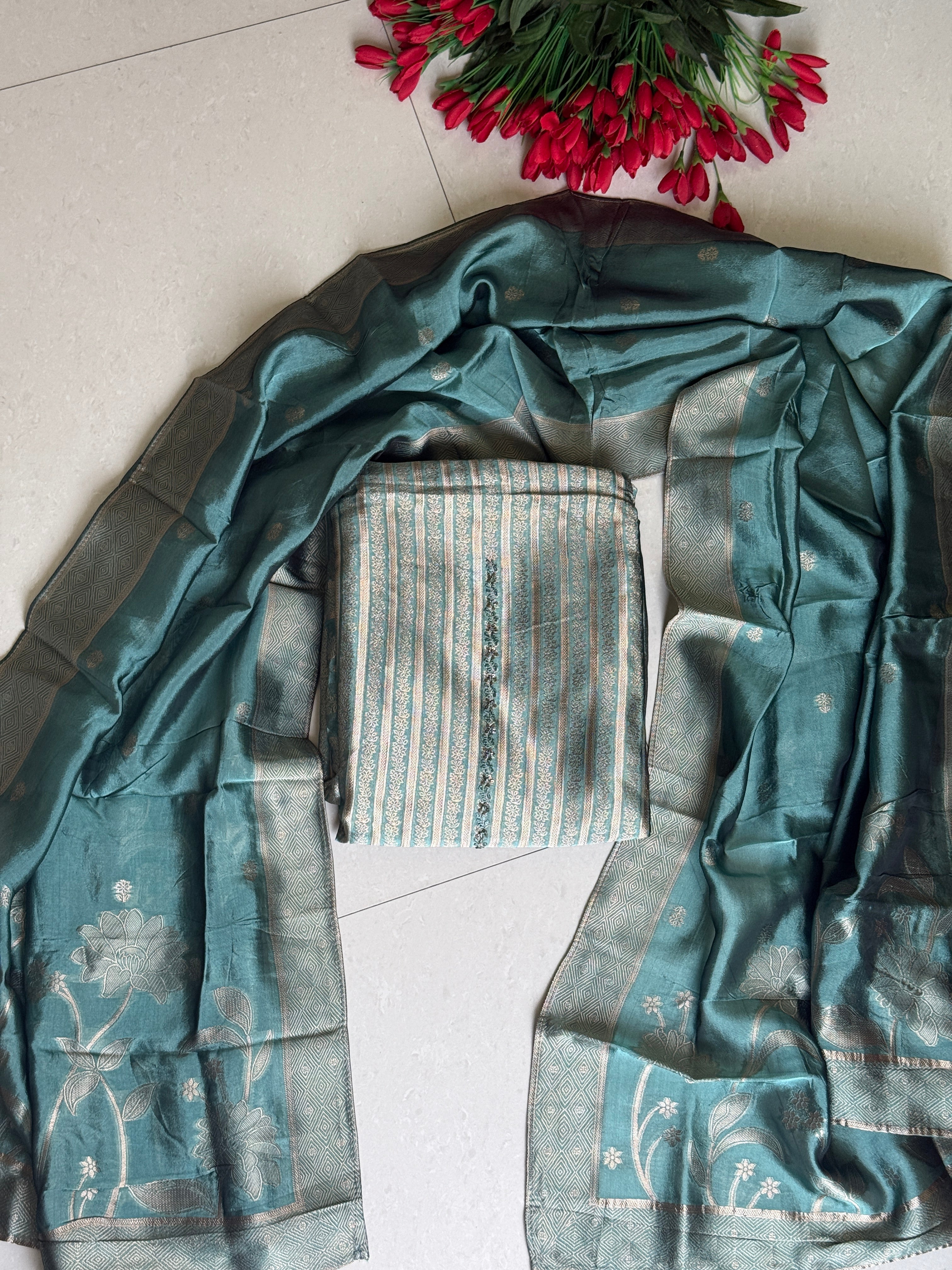 Teal Banarasi Suit